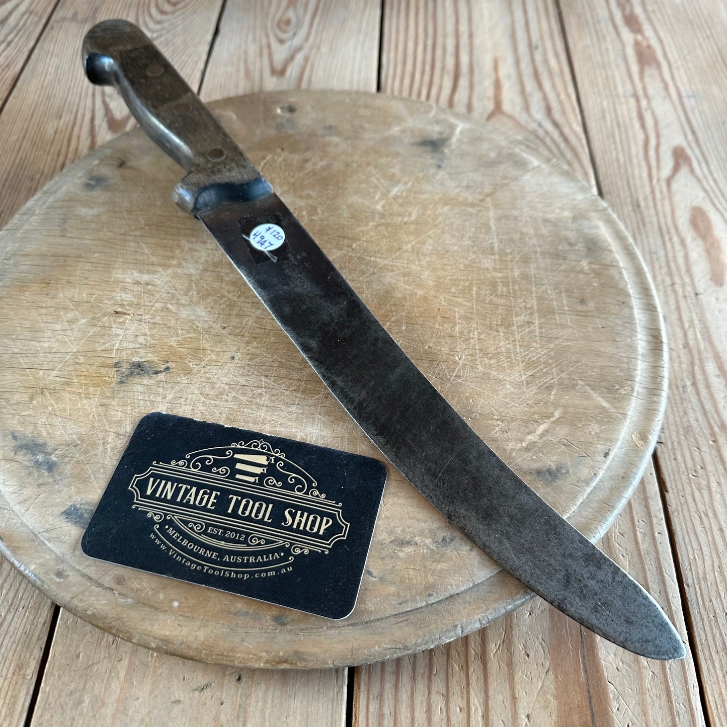 H947 Vintage CARBON STEEL carving kitchen BUTCHERS KNIFE