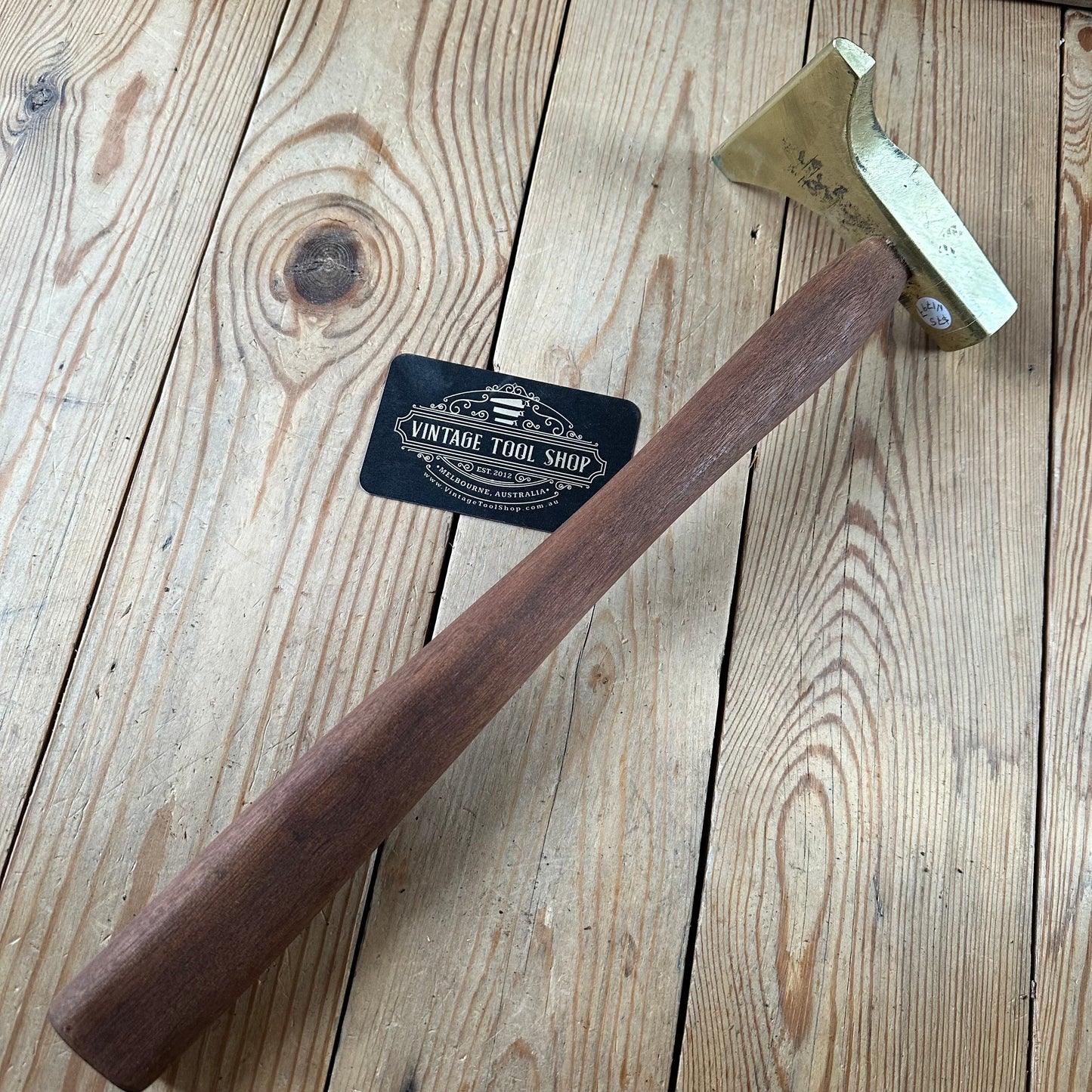 N1797 COOL! Vintage BRASS VENEER HAMMER