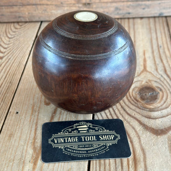 SOLD T9096 Vintage LIGNUM VITAE Wooden Lawn BALL with