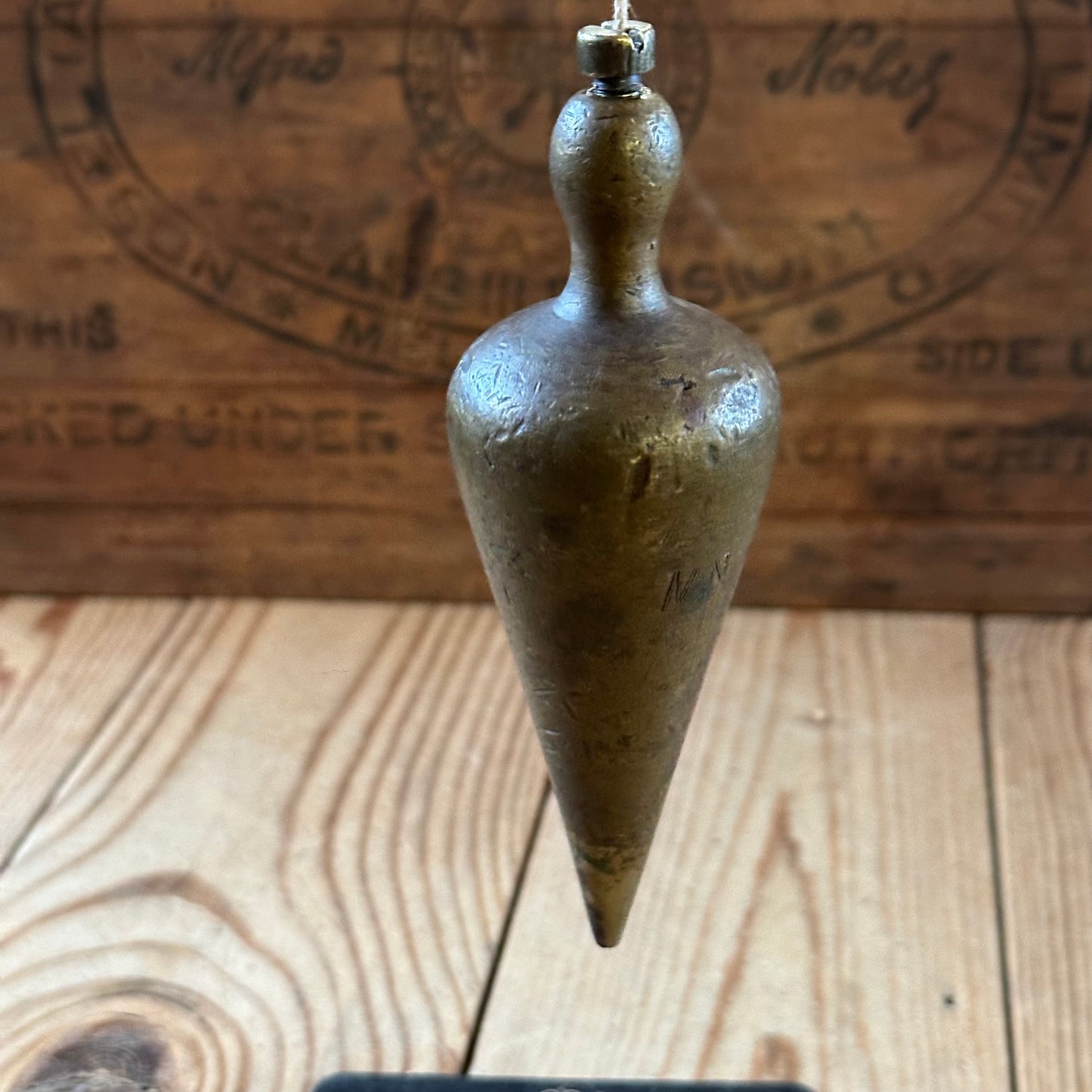 H2524 Vintage large brass TEARDROP PLUMB BOB