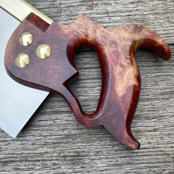 SOLD. VHS178 HERITAGE SAWS Melbourne 14” KINGSTON 11ppi XCUT TENON SAW with RED MALLEE BURL handle
