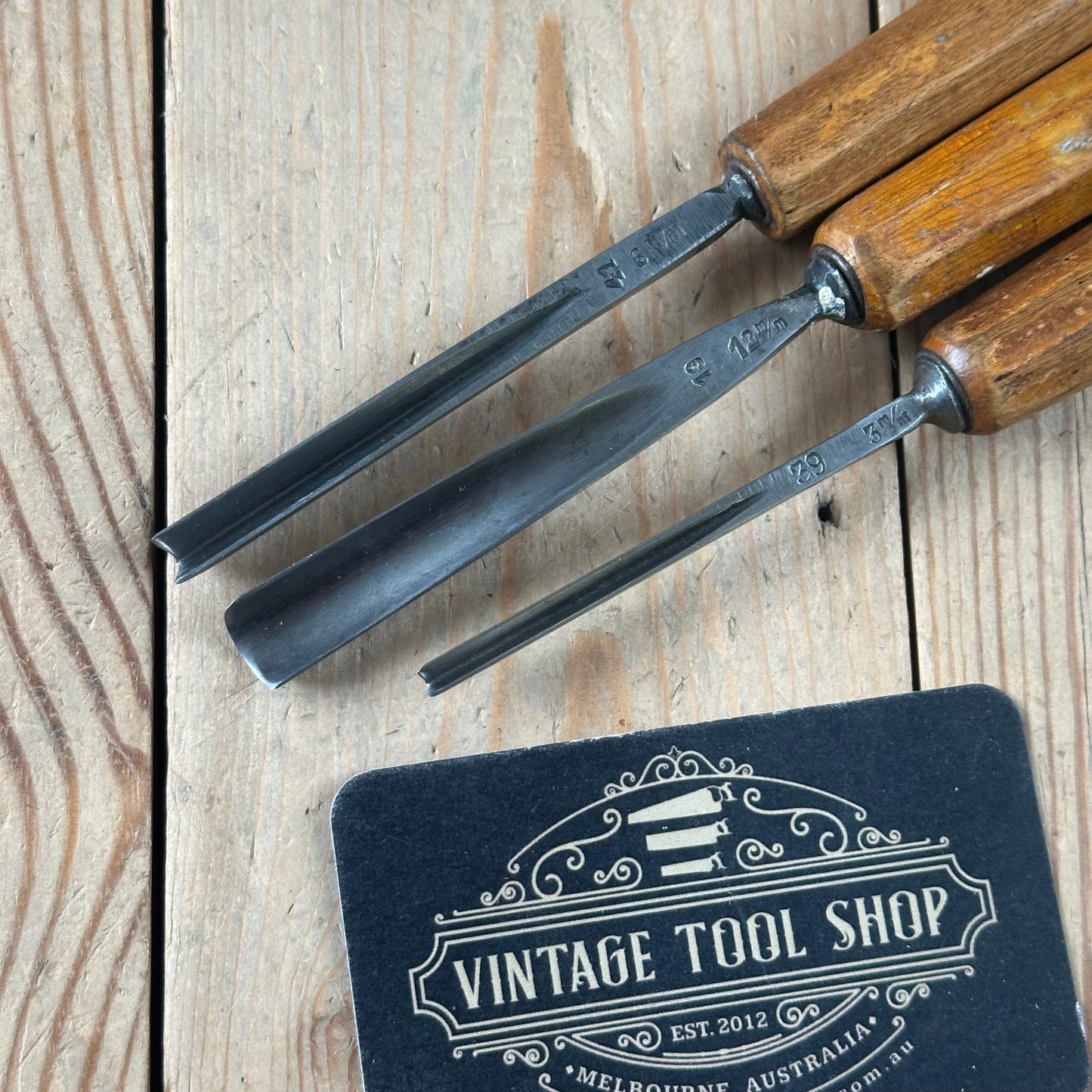 N1767 Vintage 3x DASTRA Germany carving chisel set V-GOUGE bent gouge