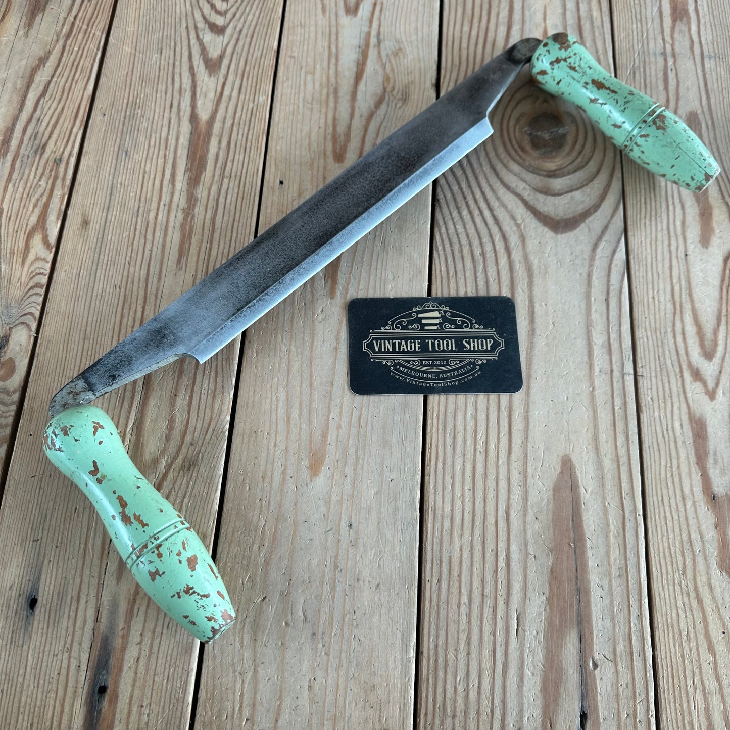 H2370 Vintage RARE GREGSTEEL Australia 8” drawknife wood shaving DRAW KNIFE