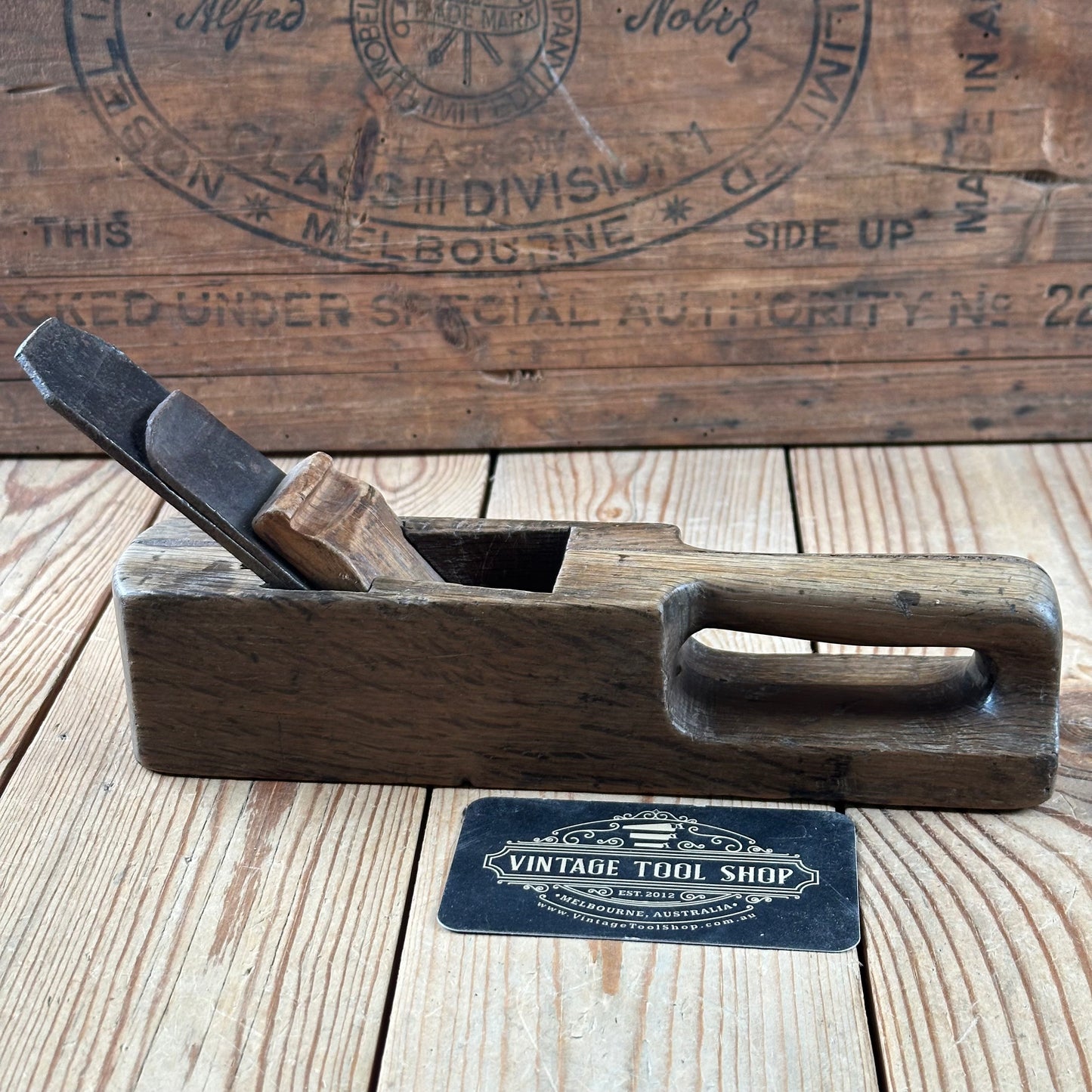 Y1538  Antique FRENCH Wooden PLANE display