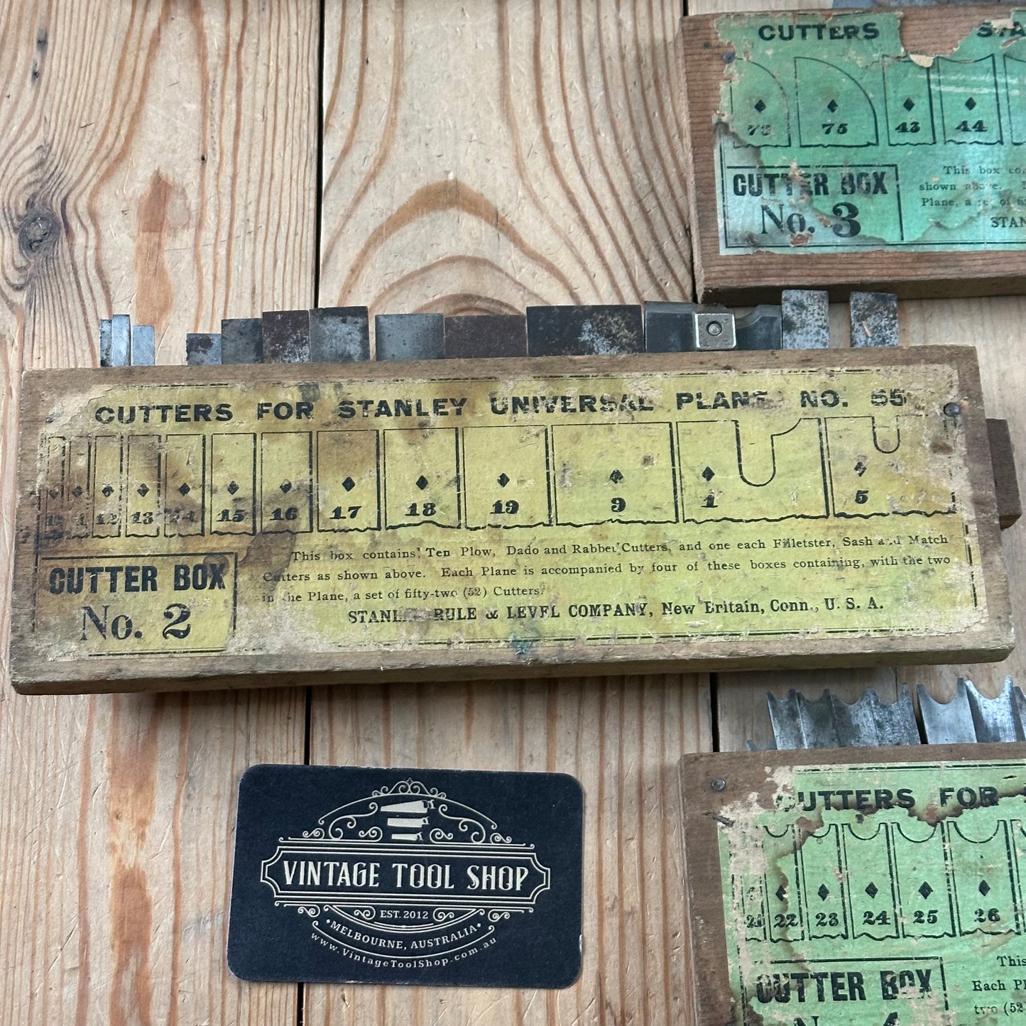N1708 Antique 4 x boxes of STANLEY USA No.55 Combination PLANE CUTTERS