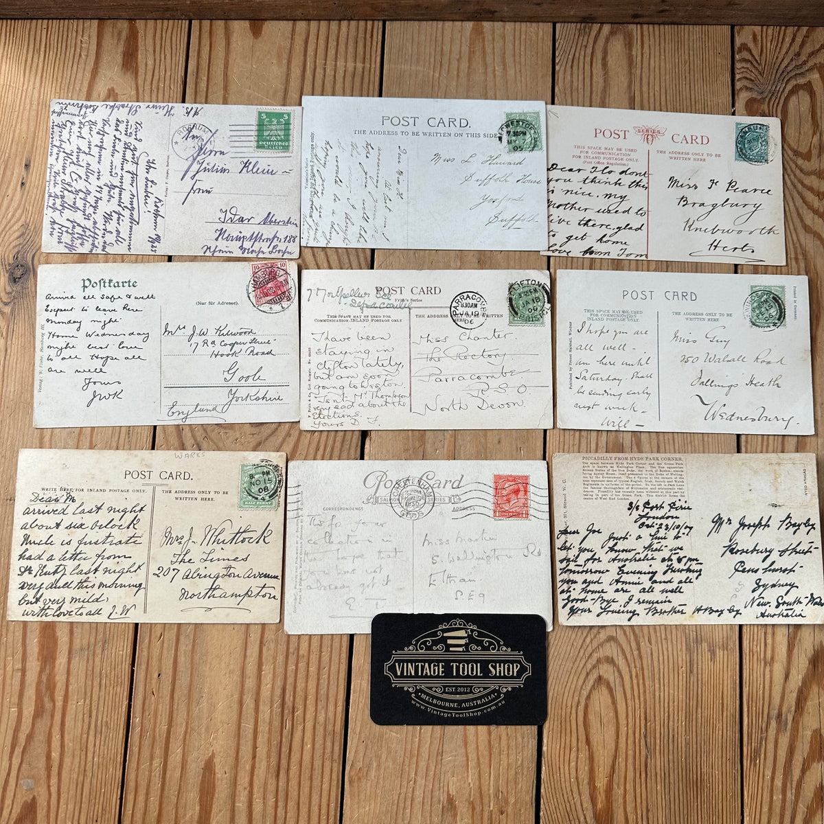 VD0-16 Vintage 9x POSTCARD series 1905-1930 stamps handwritten souvenir post cards junk journal diary collection