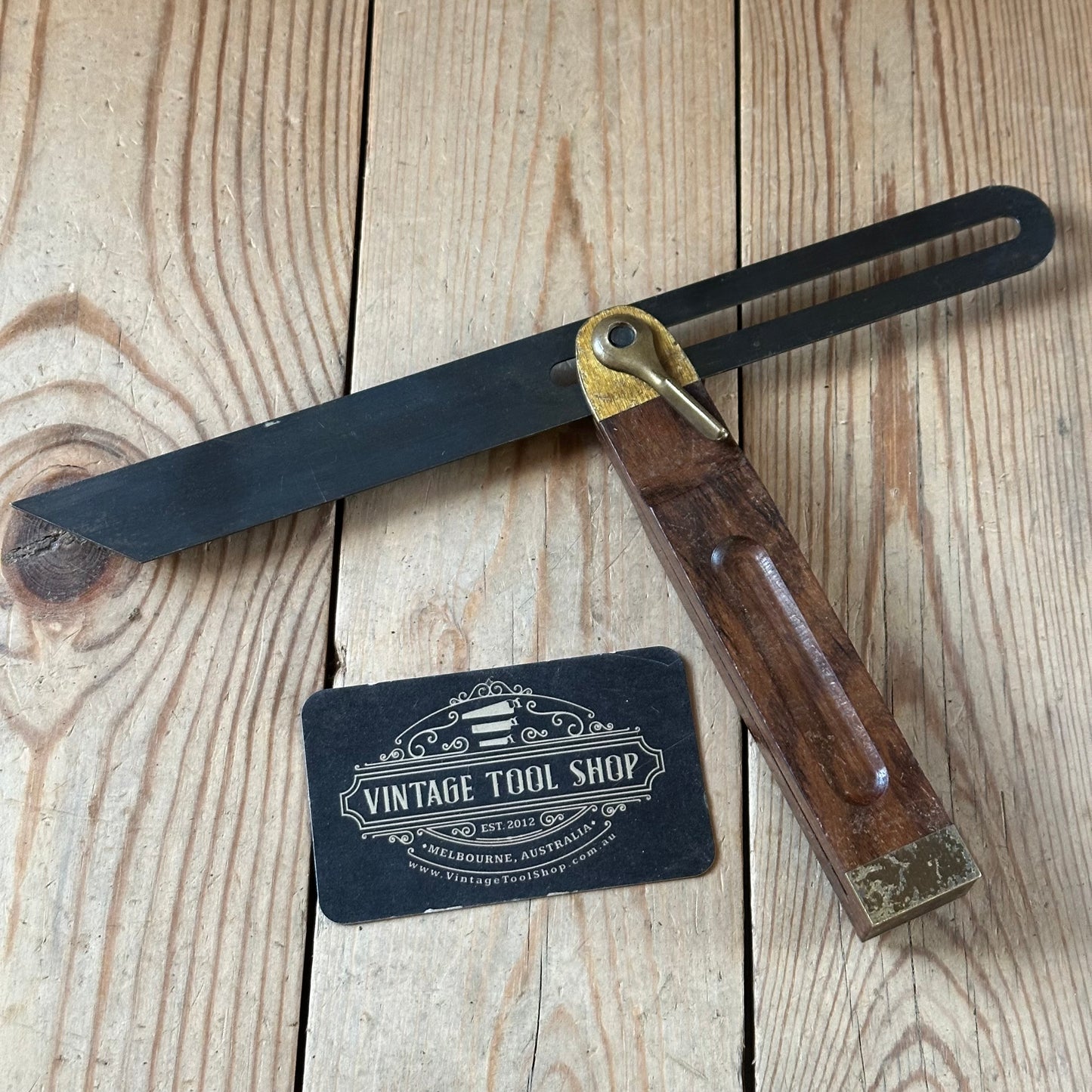 H2476 CLEAN! Vintage Rosewood & brass 10” BEVEL