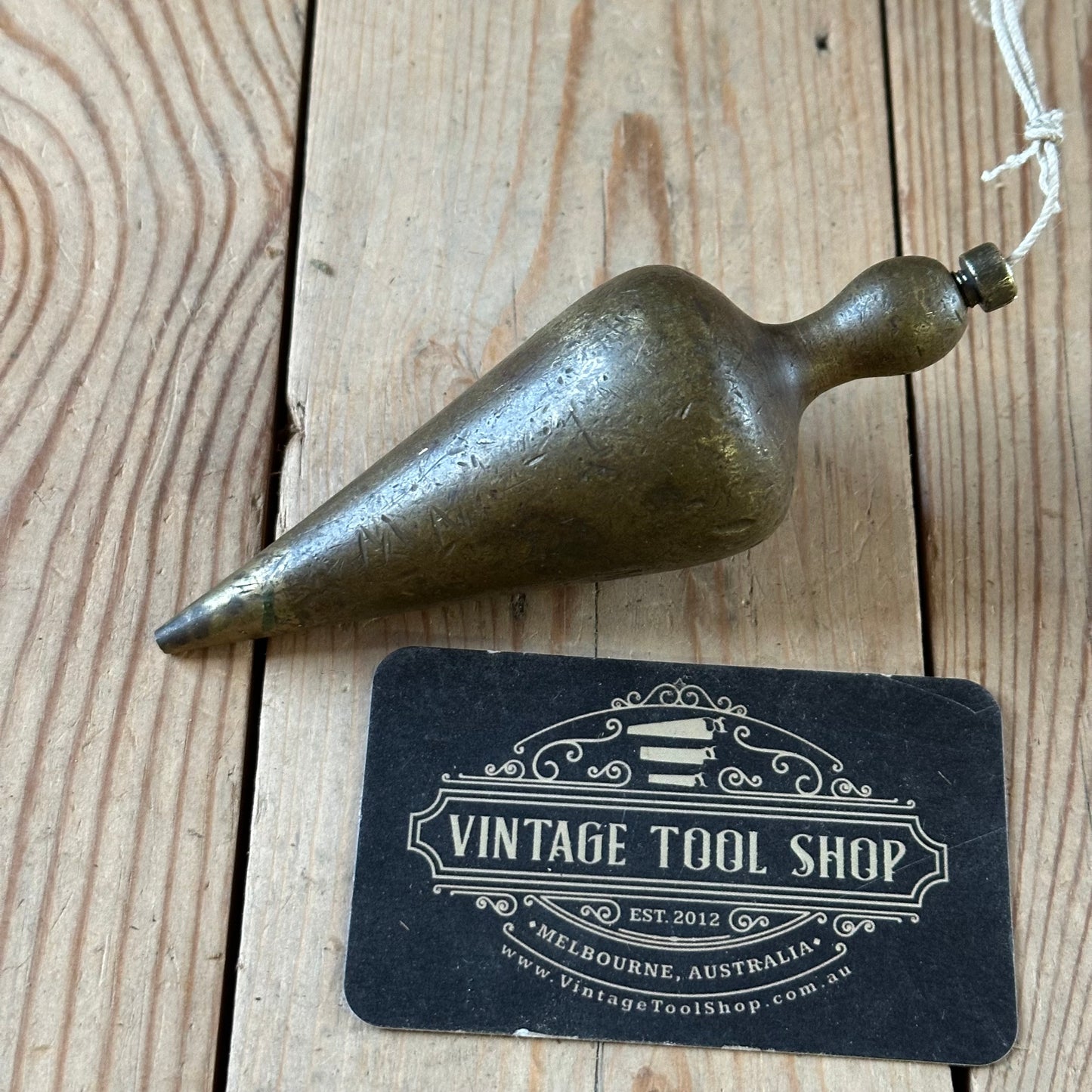 H2524 Vintage large brass TEARDROP PLUMB BOB
