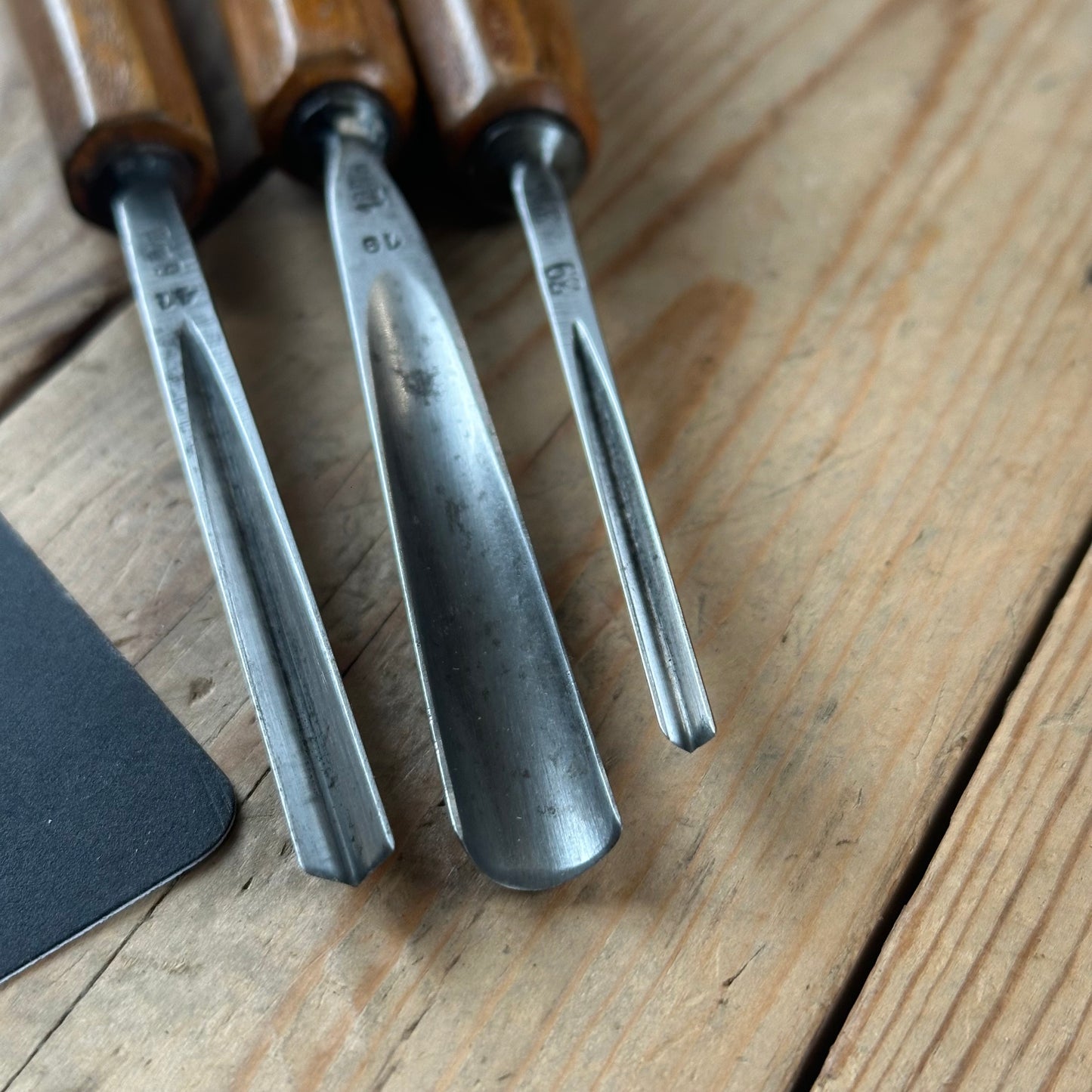 N1767 Vintage 3x DASTRA Germany carving chisel set V-GOUGE bent gouge