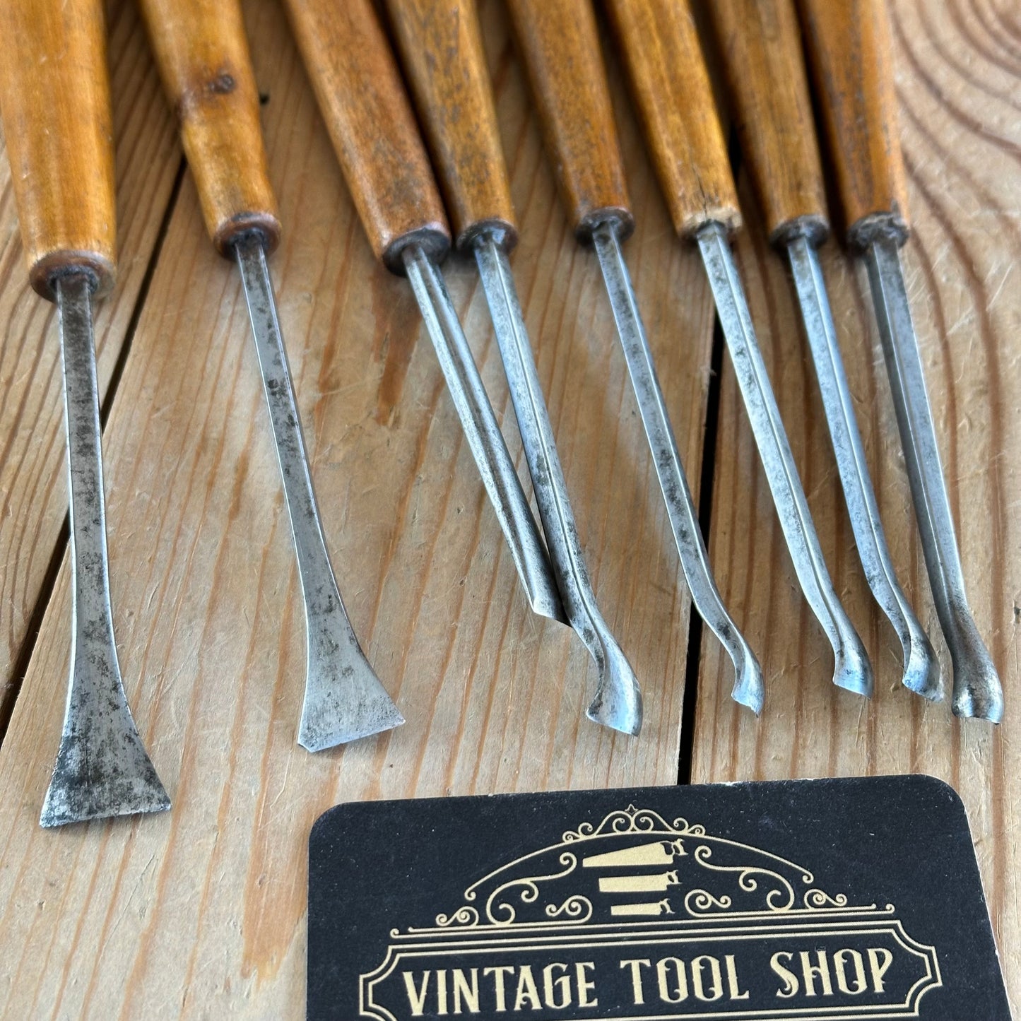 D1920 COOL! Vintage set of 8 x Carving CHISELS