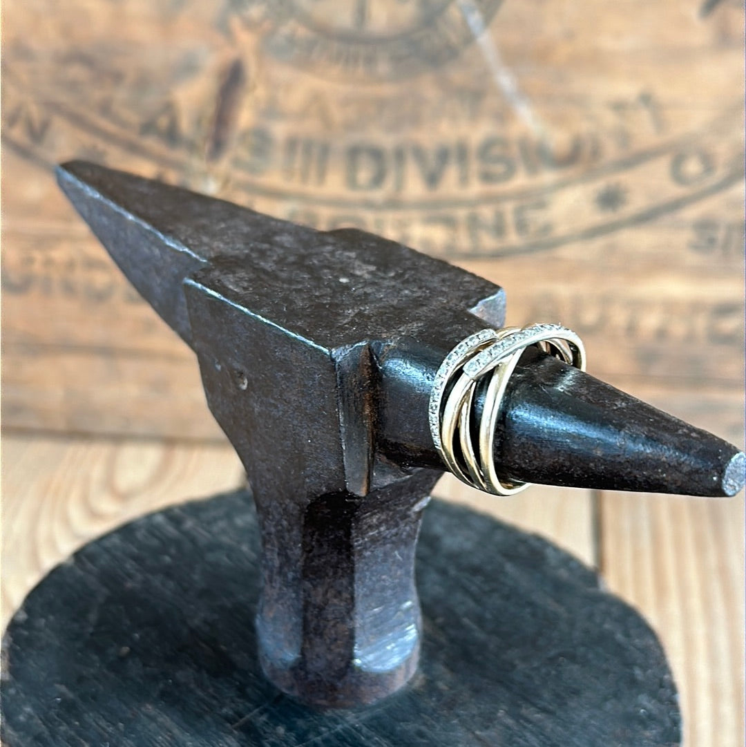 PL107 Vintage small JEWELLERS metalworking ANVIL on wooden base