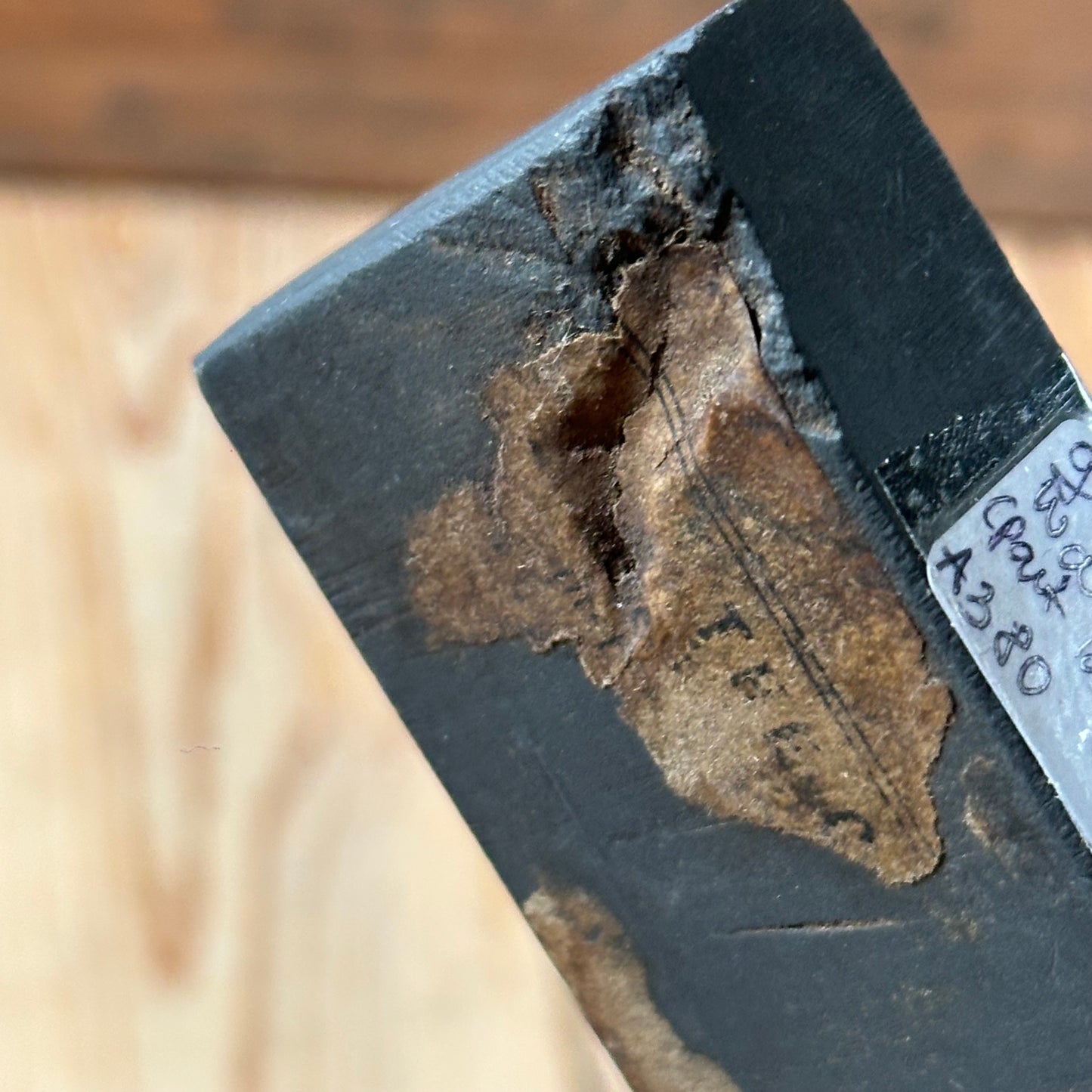 A380 Vintage LARGE German WATER HONE partial label BARBERS STONE Natural sharpening stone waterstone