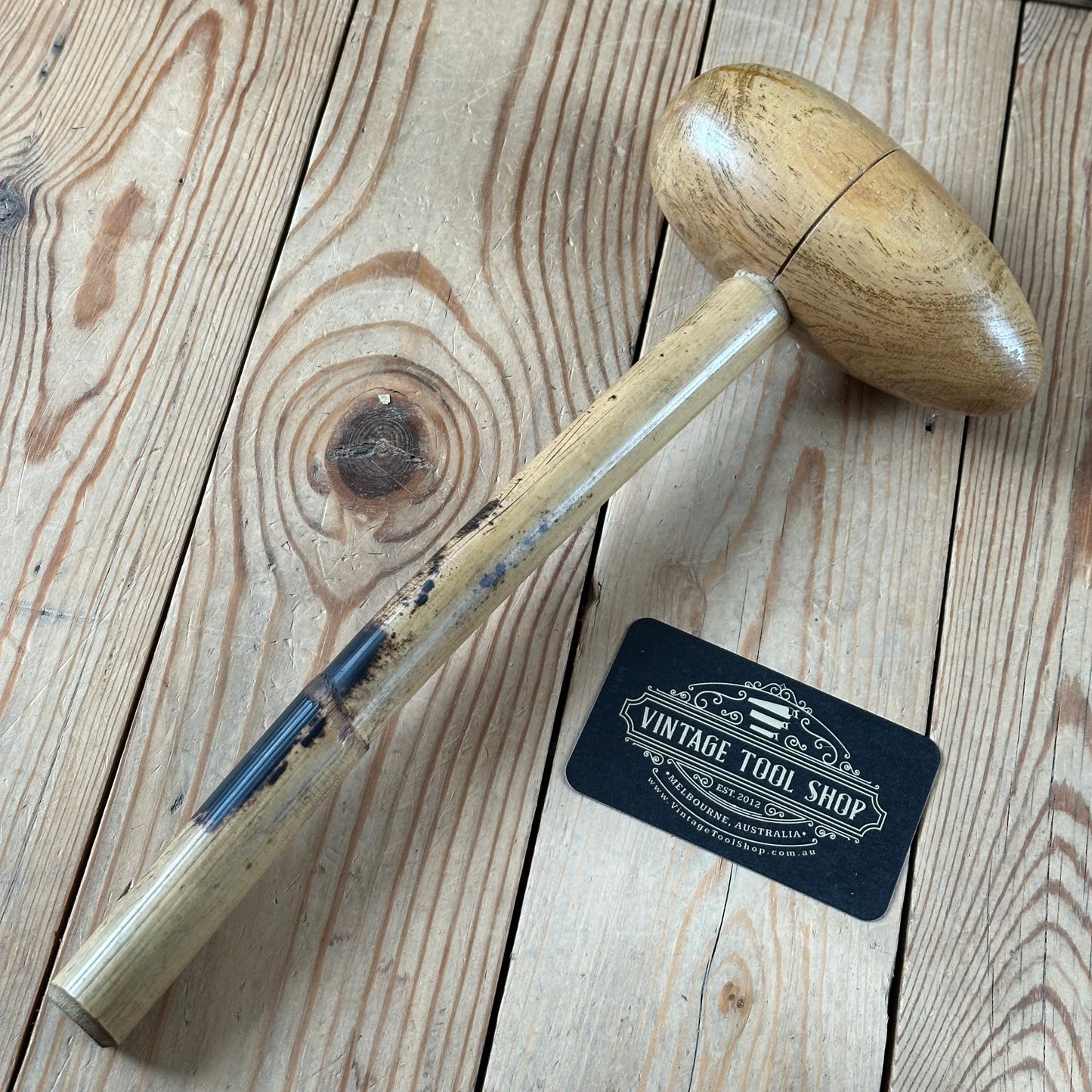 H2440 Vintage HORNBEAM Lead DRESSING STICK plumbers mallet by EMIR London