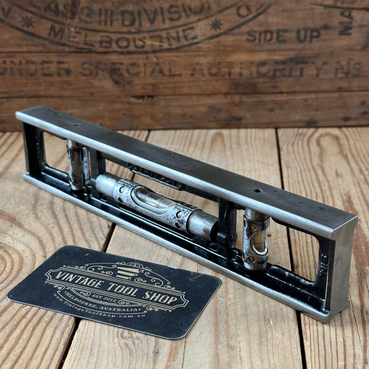 H2595 COOL! Vintage STANLEY No:36G 9” engineers METAL SPIRIT LEVEL