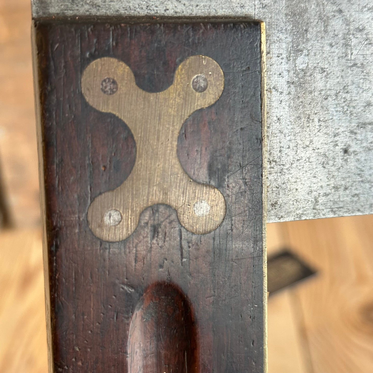 SOLD. N1936 SCARCE! Vintage STANLEY No:2 15” square with rest tab Sweetheart era ROSEWOOD & brass SQUARE