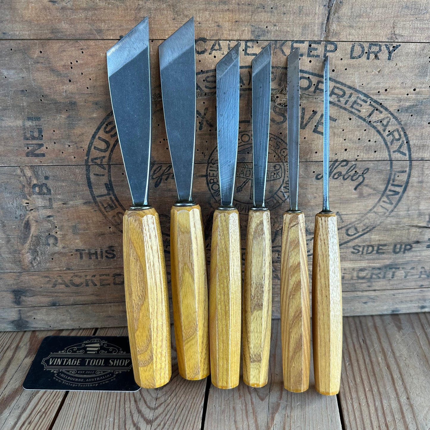 N1962 Contemporary PFEIL SWISS Switzerland 6 x SKEW carving CHISELS