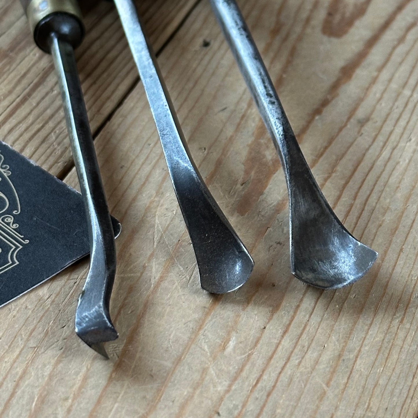 N1750 Vintage set of 3 x English made SPOON GOUGES Carving chisels