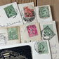 VD0-15 Vintage 11x sepia ENGLISH POSTCARD series 1905-1947 stamps handwritten souvenir post cards junk journal diary collection