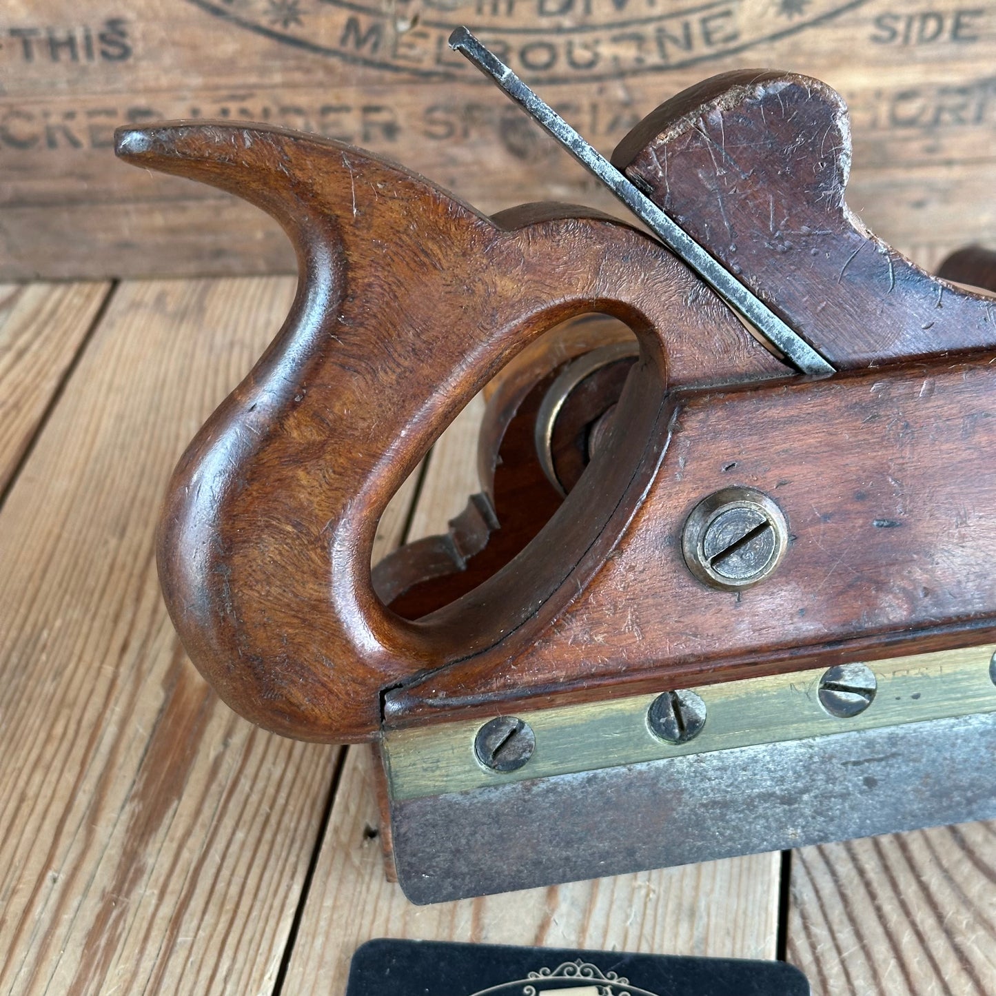 T8552 UNIQUE! Antique USER MADE Mahogany PLOUGH PLANE