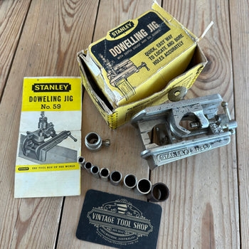 SOLD N768 Vintage STANLEY USA No.59 Dowelling JIG with 8 x sleeves & instructions IOB