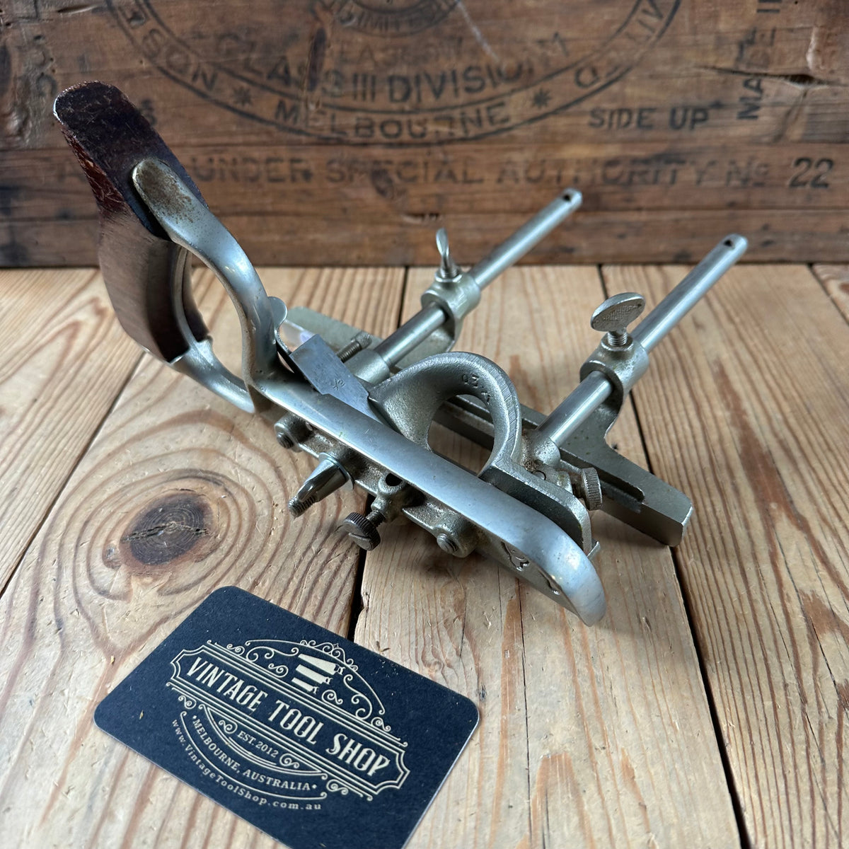 H2648 Vintage STANLEY England No.50 plough Plow PLANE Rosewood Handle 17 cutters