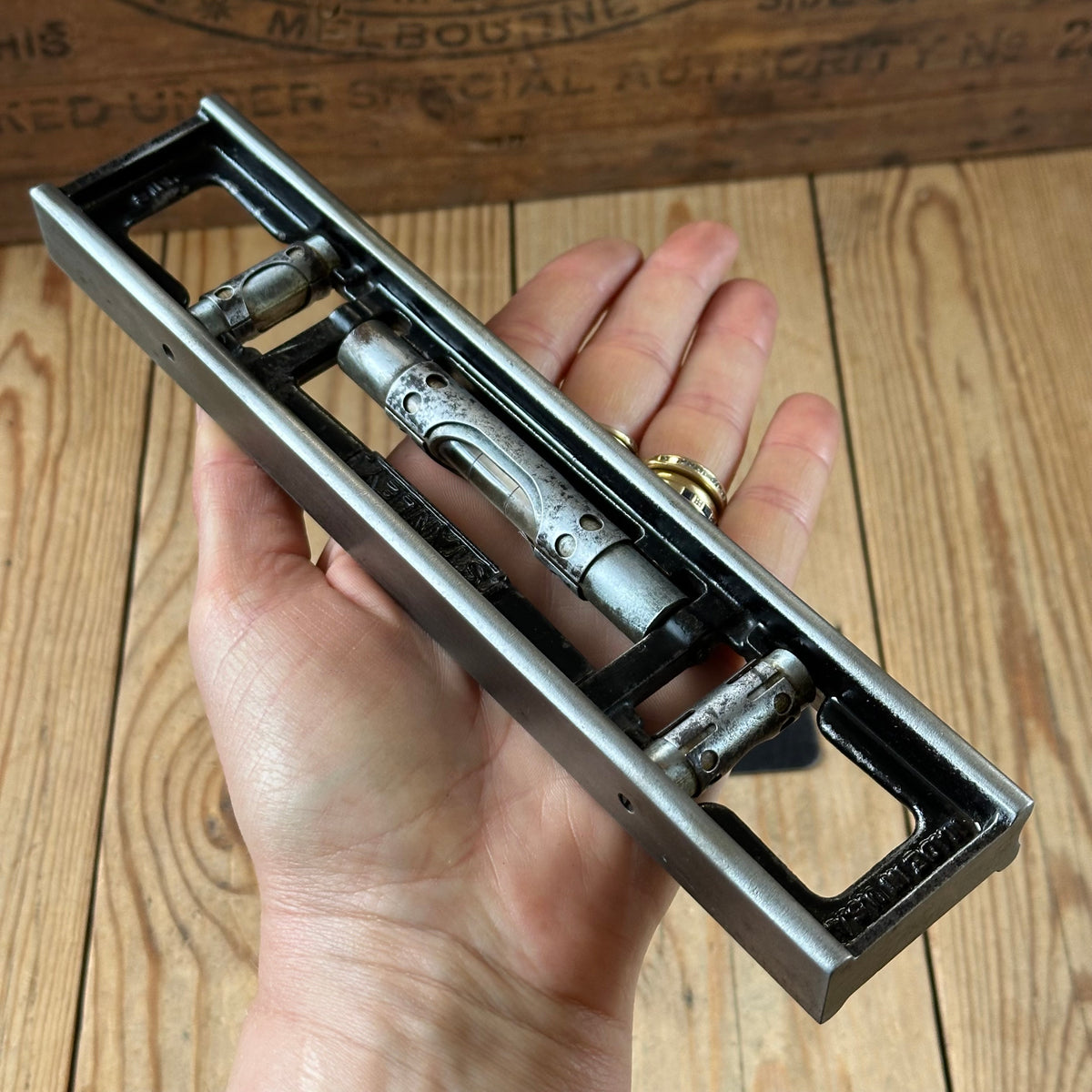 H2595 COOL! Vintage STANLEY No:36G 9” engineers METAL SPIRIT LEVEL