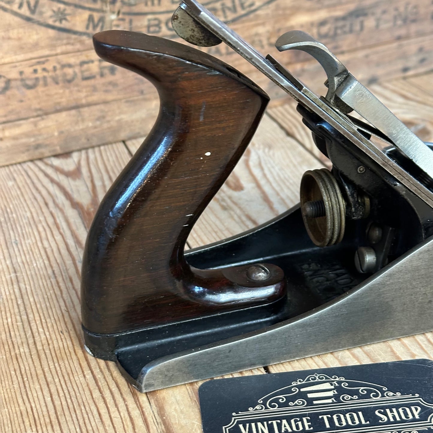 H2487 TIDY! Vintage STANLEY England No.4 1/2 smoothing PLANE IOB