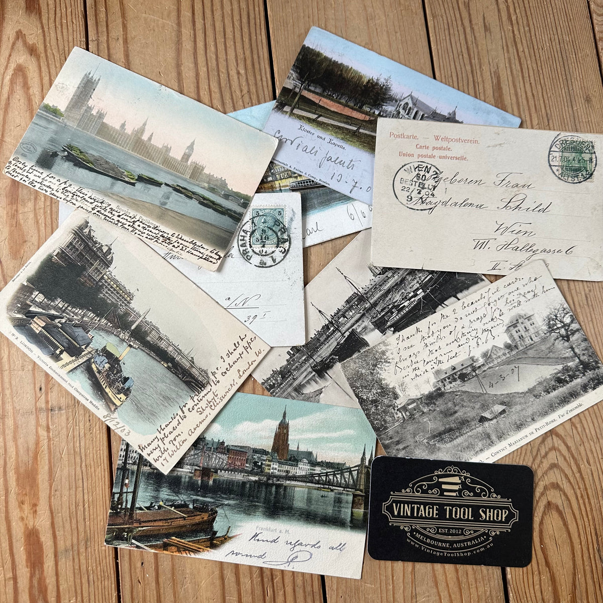 VD0-13 Vintage 9x ENGLISH POSTCARD series 1904-1908 stamps handwritten souvenir post cards junk journal diary collection