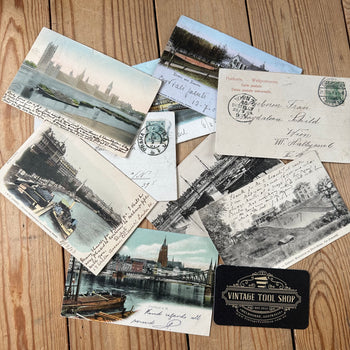 VD0-13 Vintage 9x ENGLISH POSTCARD series 1904-1908 stamps handwritten souvenir post cards junk journal diary collection