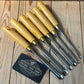 H2571 Vintage set of 6 MARPLES England Boxwood Handled Carving GOUGES CHISELS