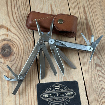K45 Vintage LEATHERMAN USA WAVE Multi Tool in its Original leather sheath
