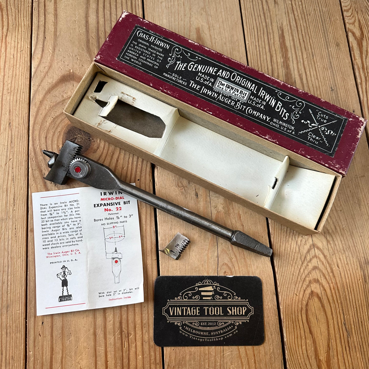 SOLD. N1836 NEW OLD STOCK! Vintage IRWIN USA No.22 expansive DRILL BIT IOB