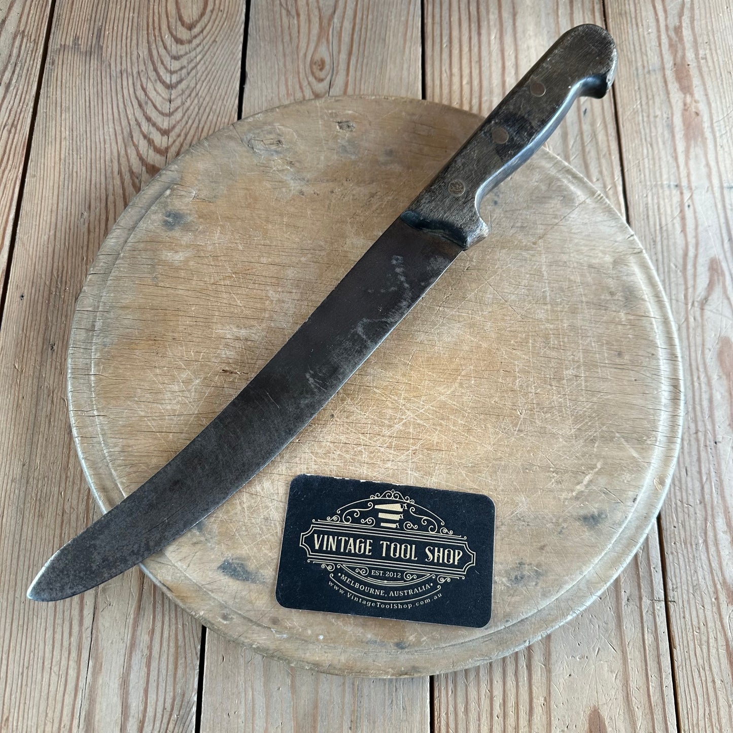 H947 Vintage CARBON STEEL carving kitchen BUTCHERS KNIFE