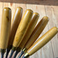 H2571 Vintage set of 6 MARPLES England Boxwood Handled Carving GOUGES CHISELS
