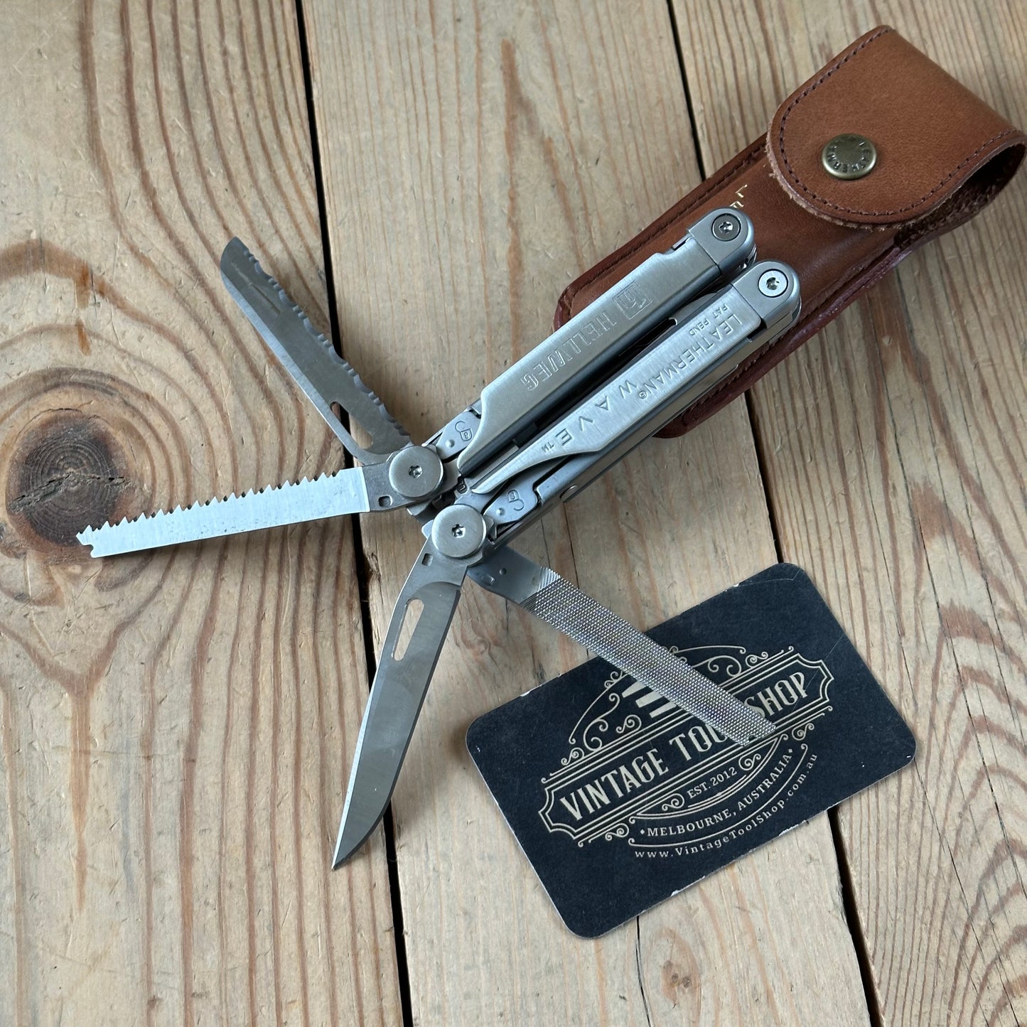 K45 Vintage LEATHERMAN USA WAVE Multi Tool in its Original leather sheath