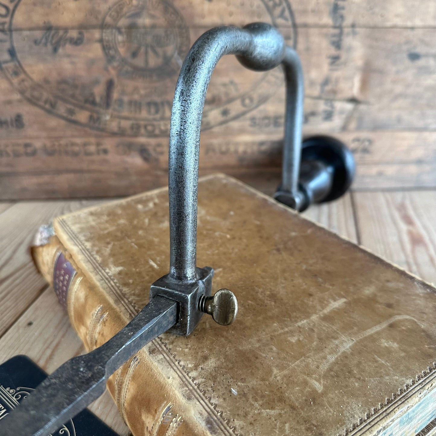 T9019 Antique FRENCH Early Style BRACE Ornate Handle Drill