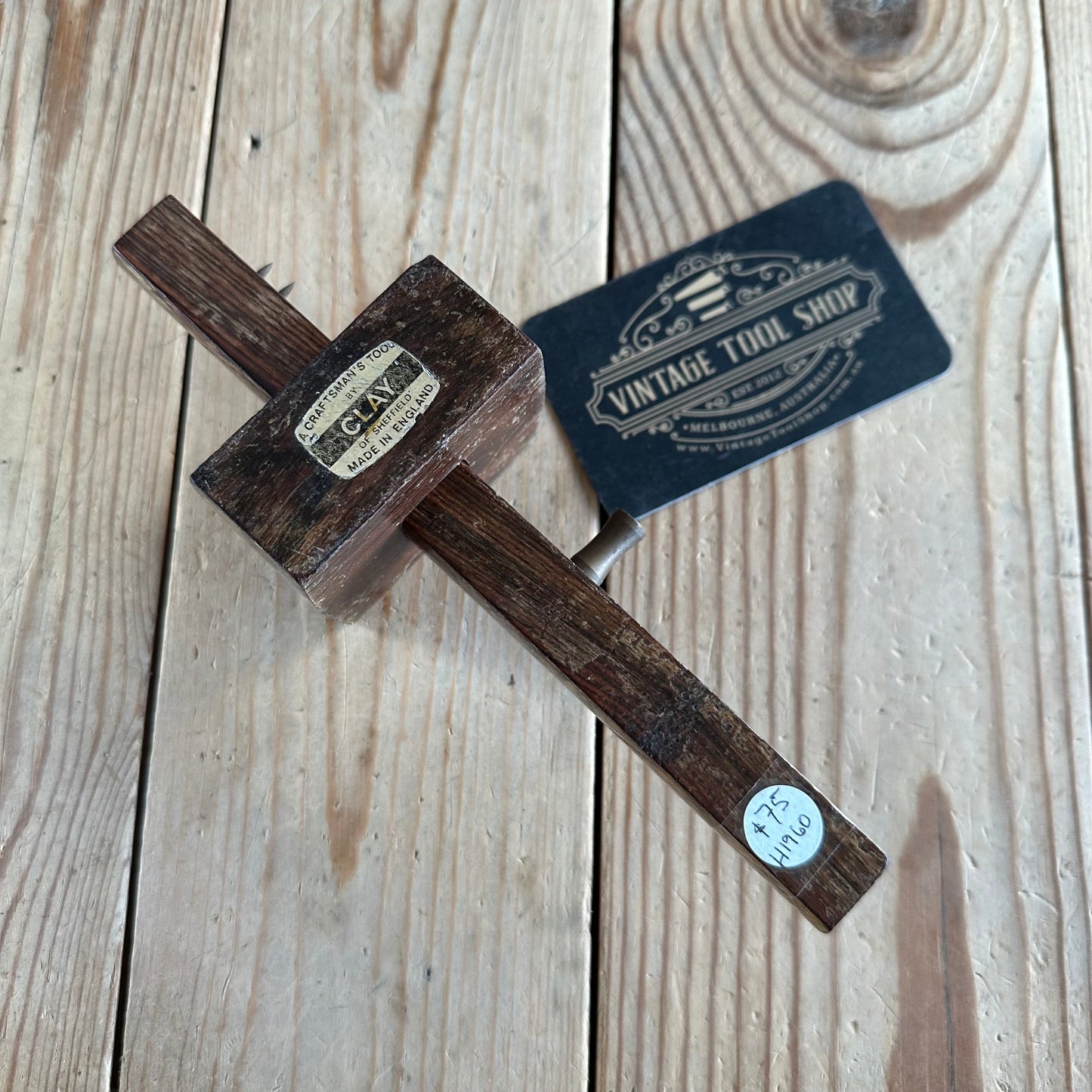 H1960 Vintage CLAY of England Rosewood and BRASS Mortise GAUGE