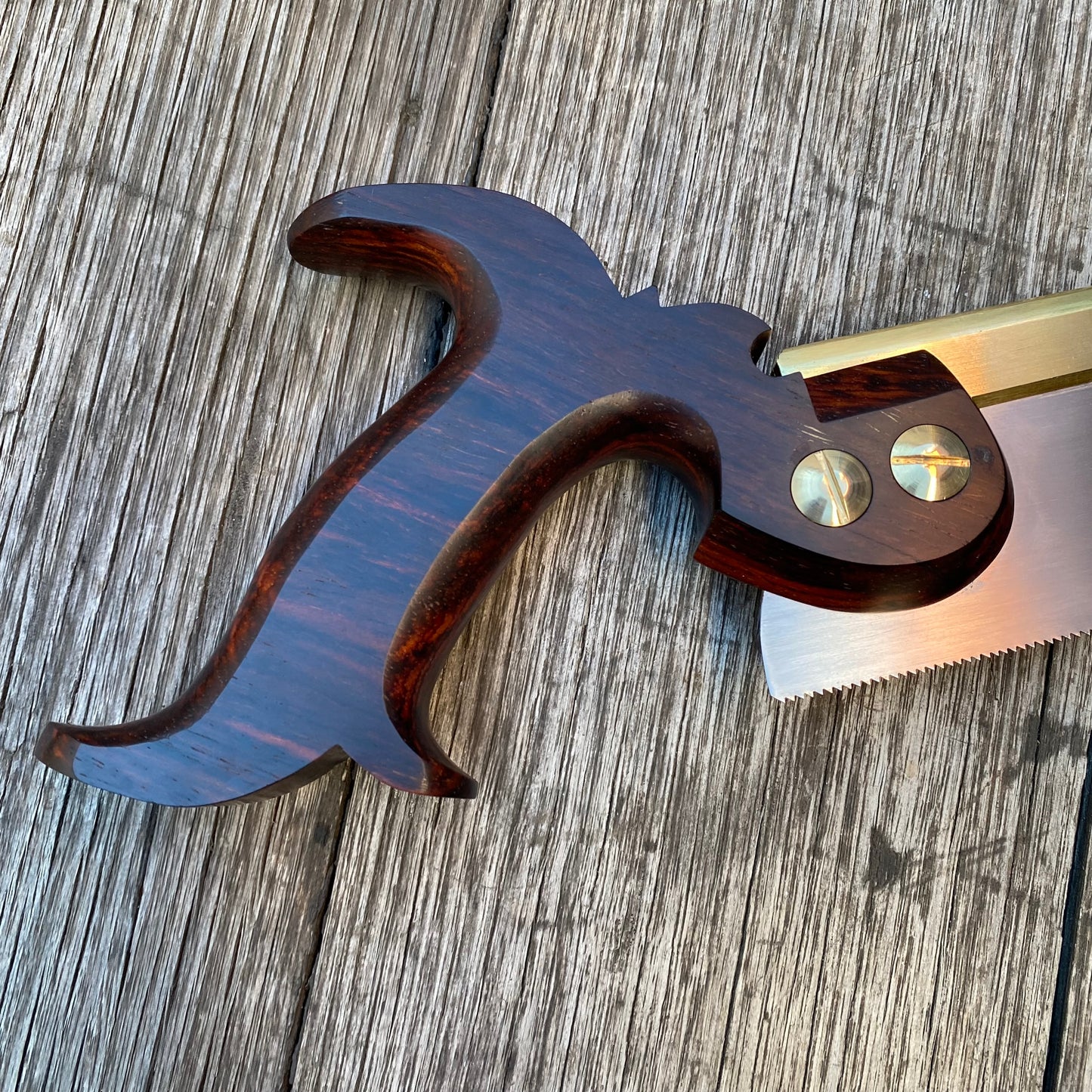 SOLD. VHS182 HERITAGE SAWS Custom 10” CARLTON model 15ppi DOVETAIL SAW with BRAZILIAN ROSEWOOD Handle