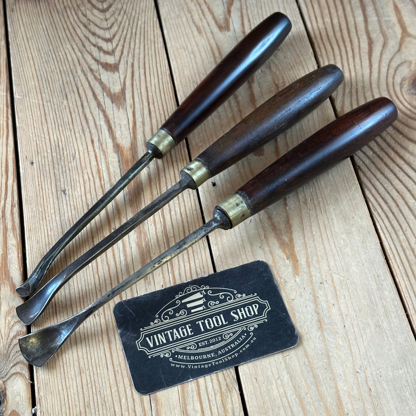 N1750 Vintage set of 3 x English made SPOON GOUGES Carving chisels