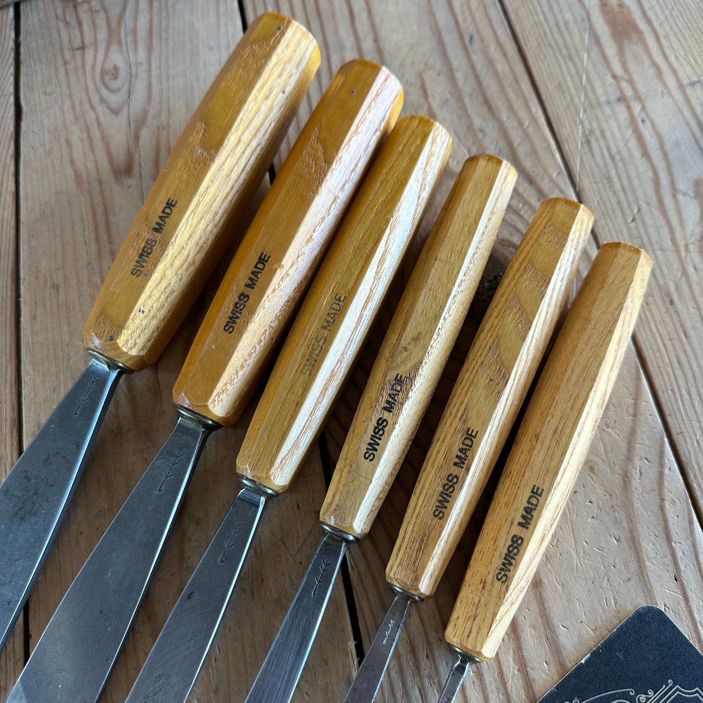 N1962 Contemporary PFEIL SWISS Switzerland 6 x SKEW carving CHISELS