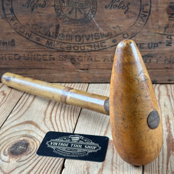 H2451 Vintage 1950 Korean War LIGNUM Lead BOSSING MALLET plumbers mallet