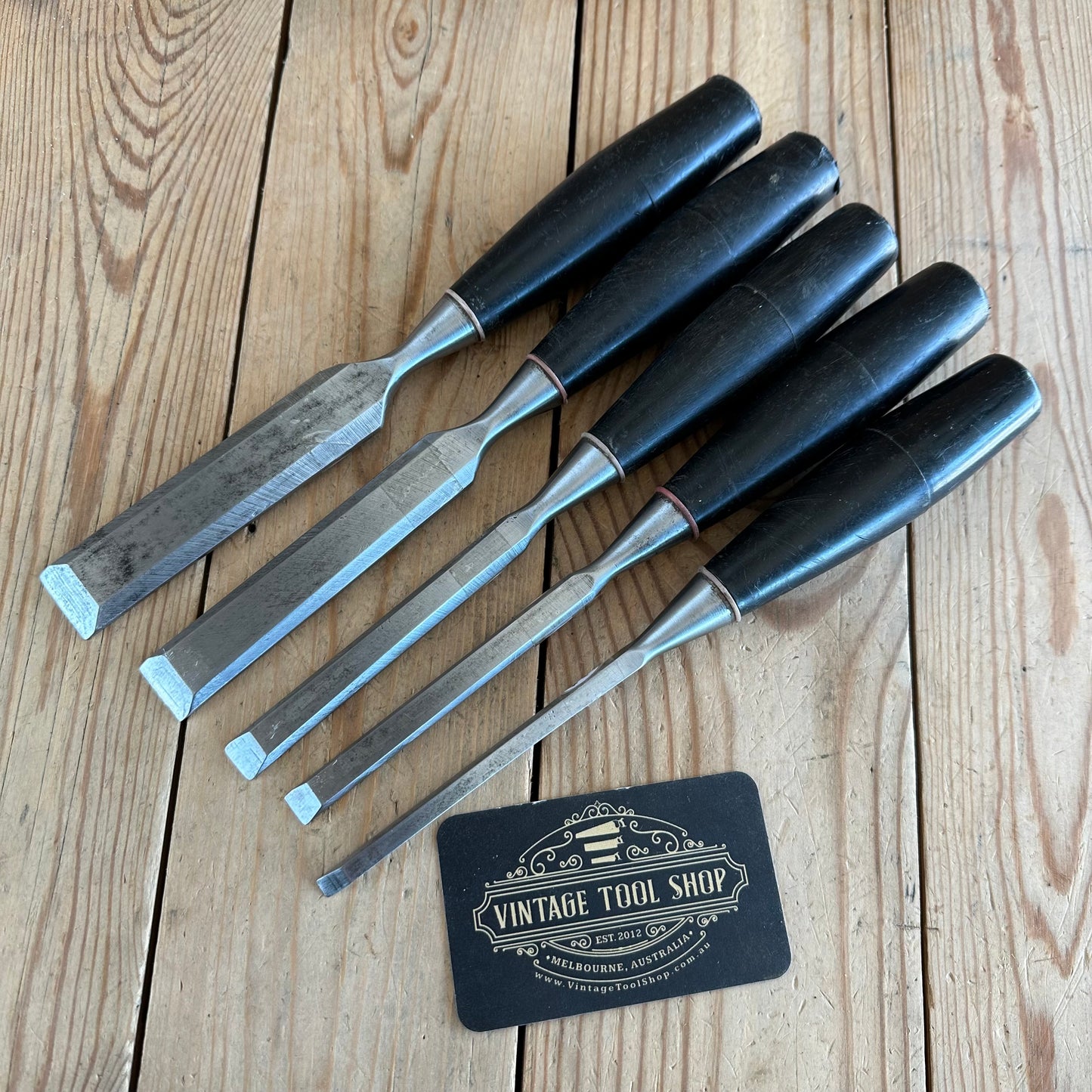 H1311 Vintage 5 x STANLEY bevel CHISELS