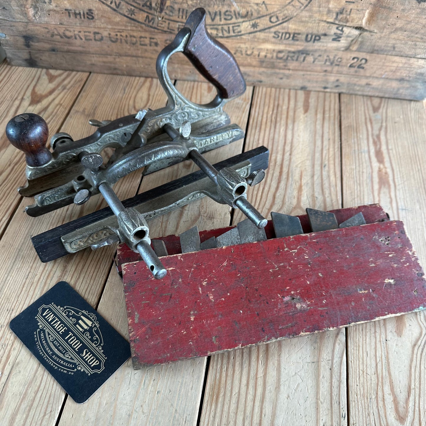 N1297 Antique STANLEY USA No.46 Combination PLANE with 10x SKEW cutters