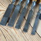H2523 Vintage set of 5 x SWEDISH E.A. BERG Birch handled socketed BEVEL CHISELS
