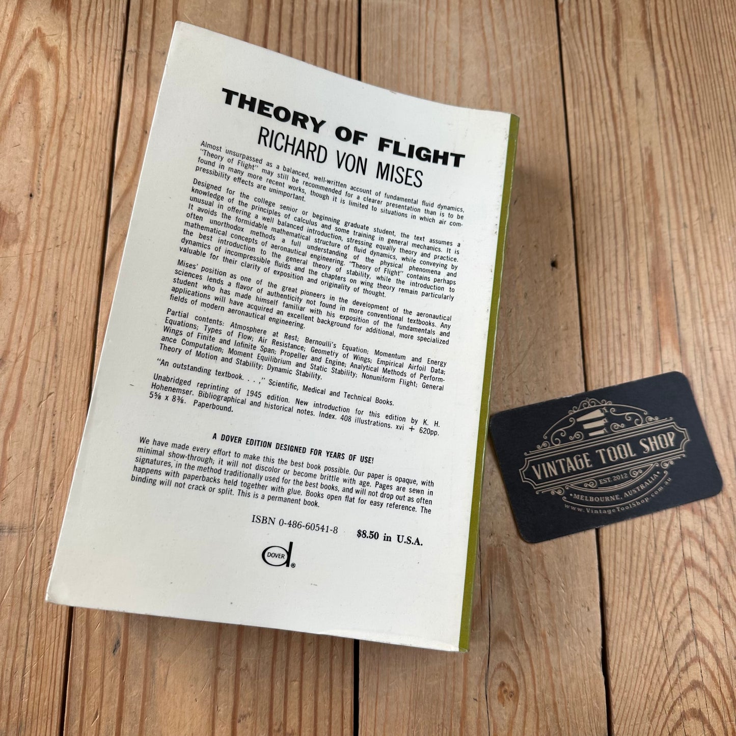 XBN25 Vintage BOOK THEORY OF FLIGHT by R.Von Mises