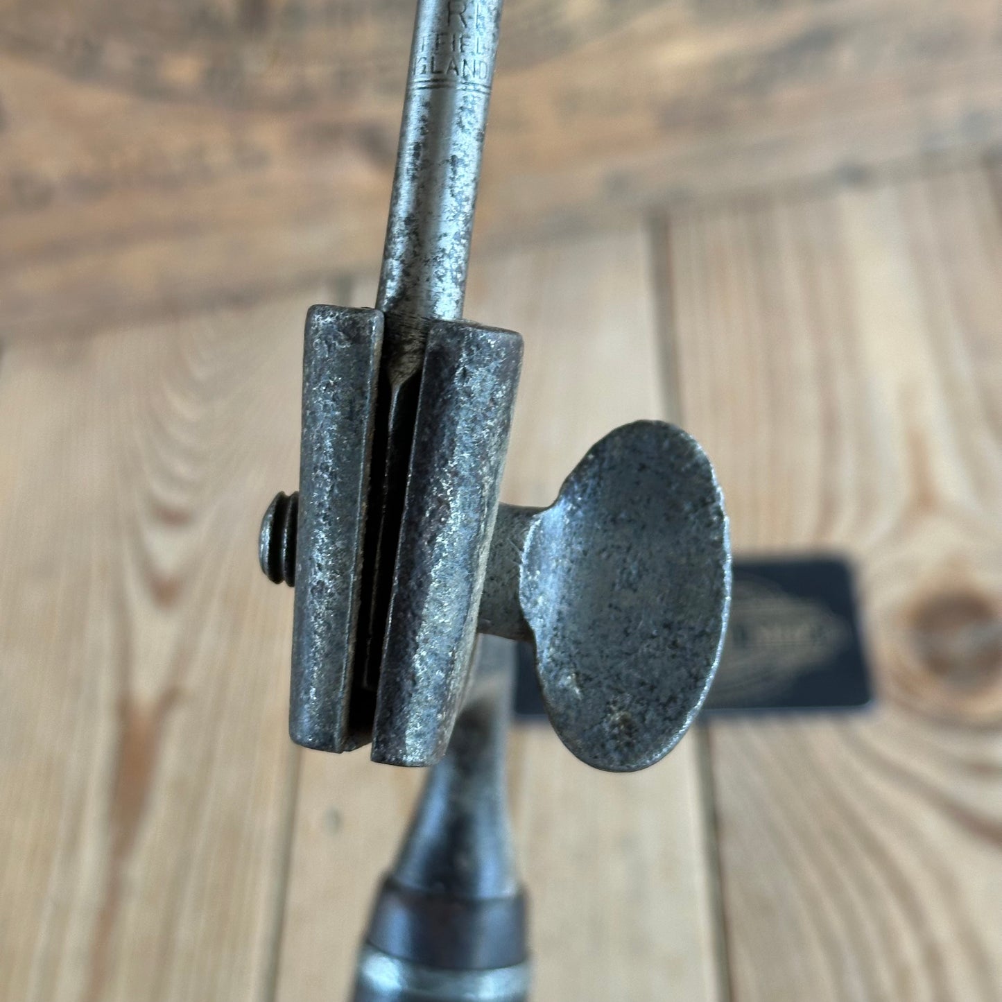 T2947 Antique JOHN FRAY 8” Pewter Ring Cocobolo Handled Drill BRACE