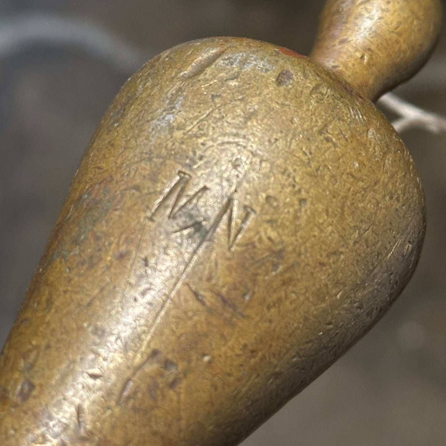 H2524 Vintage large brass TEARDROP PLUMB BOB