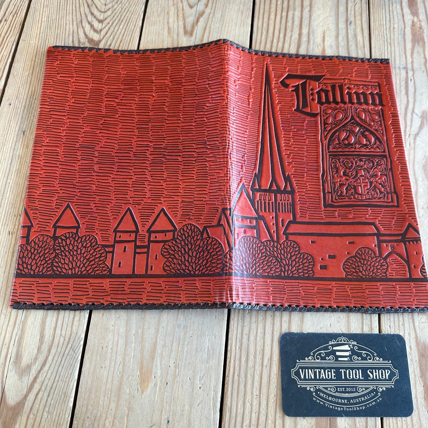 VD2260 Vintage 1980 Tallinn Olympic LEATHER BOOK notebook journal diary COVER handmade in Estonia