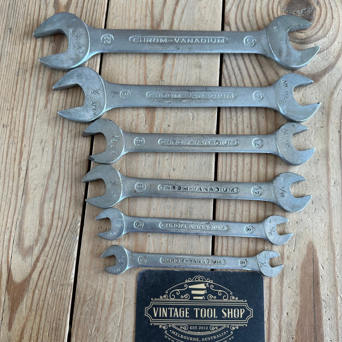 H1824 Vintage set of 6 AHREM Goodline Germany AF & METRIC SPANNERS