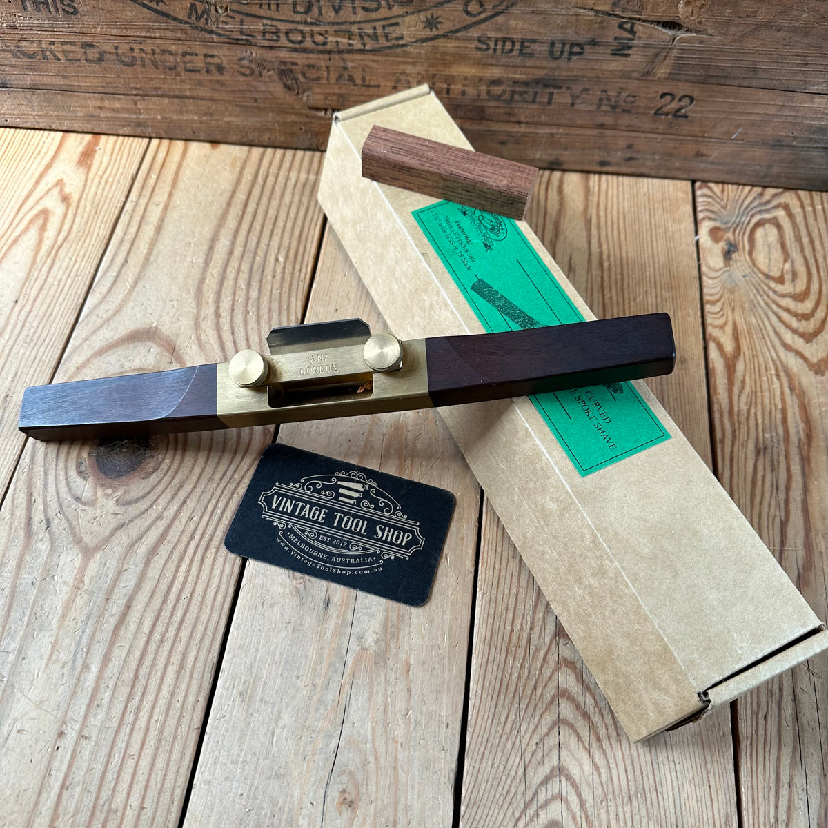 C3 CLEAN! Contemporary Australian HNT GORDON Gidgee CURVED BASE SPOKESHAVE IOB